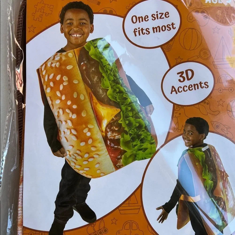 Kids Burger Costume with 3D Accents